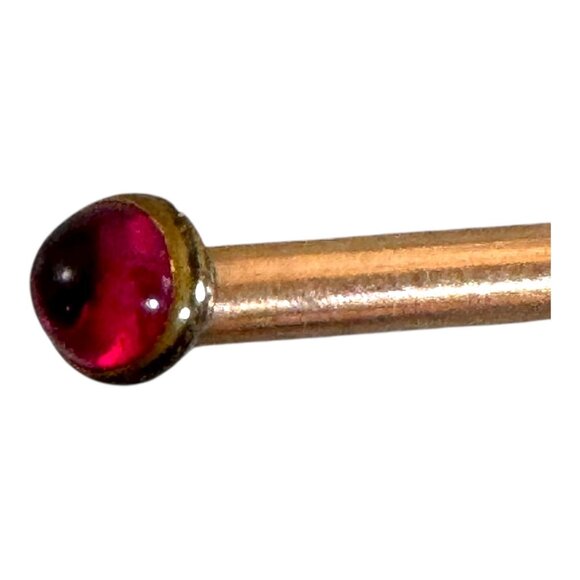 Vintage Swank 1/20 10K Rolled Gold Plated Gold Tie Clip Bar Red Gemstone Accent - Picture 2 of 7